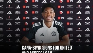 曼联官宣签下勒阿弗尔18岁前锋比伊克，并外租至洛桑体育